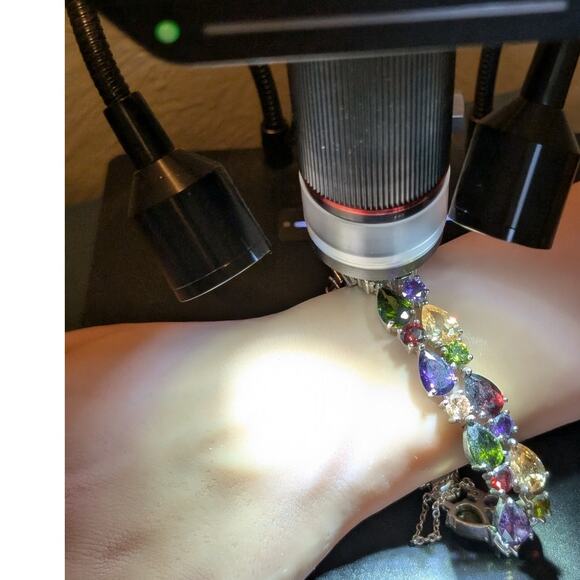 Multi-Colored Multi-Shaped Austrian Crystal Bracelet Marked 925 Sterling Silver - Picture 3 of 15